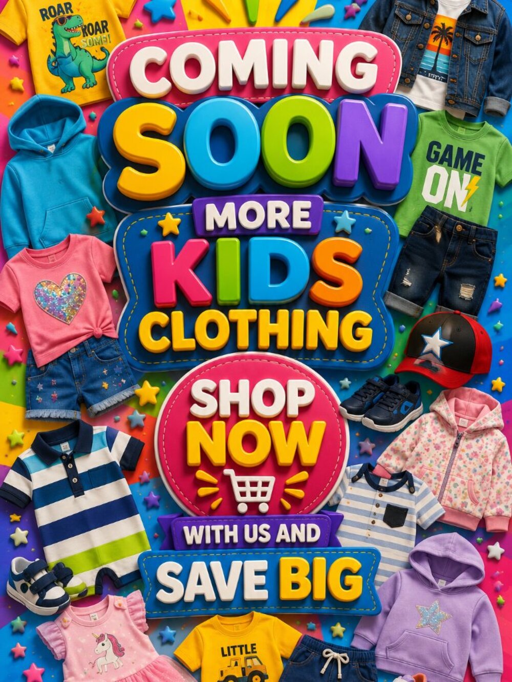 COMING SOON MORE KIDS CLOTHING "THIS IS AN AD ONLY"